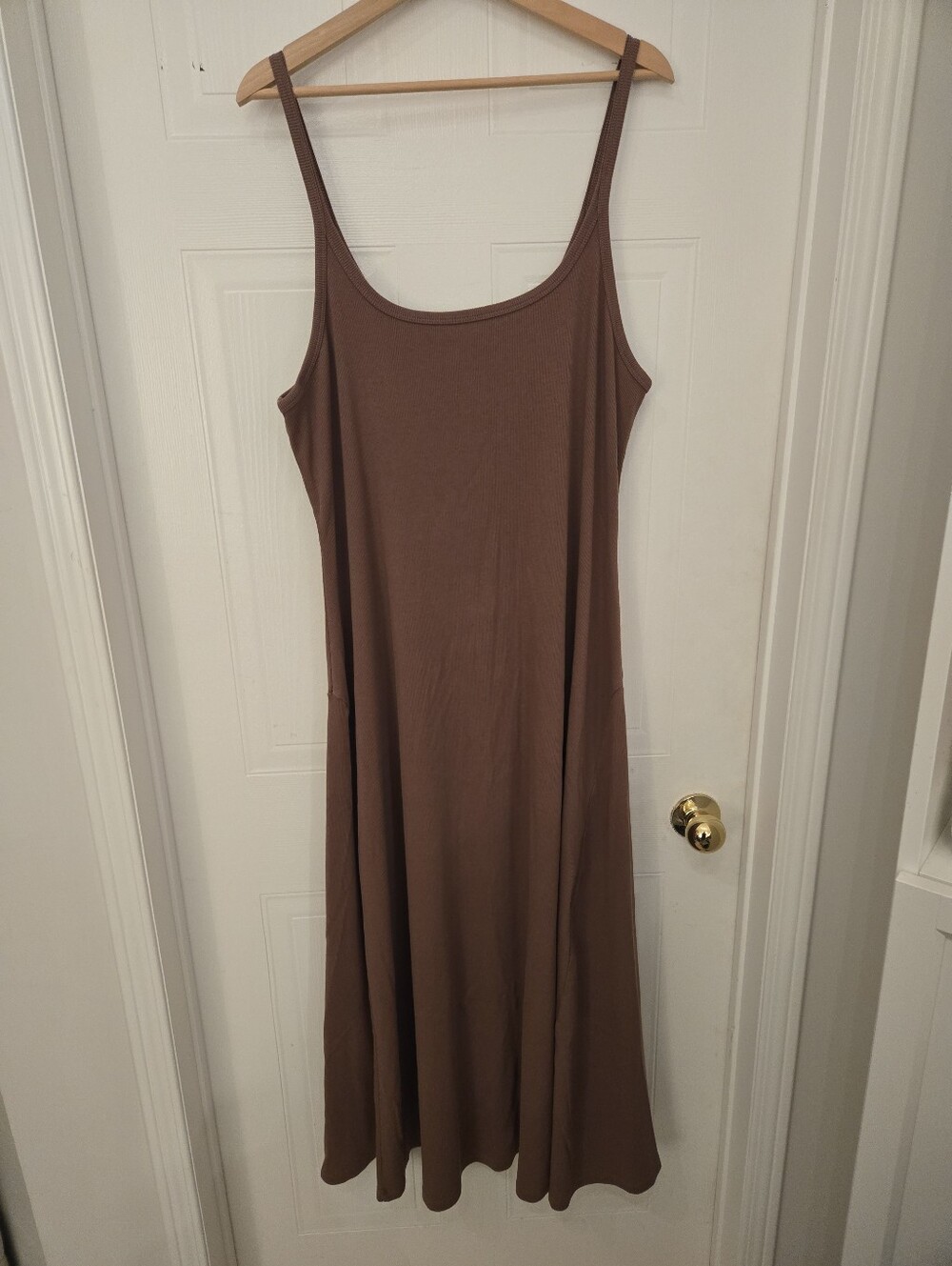 Old Navy Mauve Scoop-Neck Sleeveless Tank Maxi Ribbed Cotton Dress